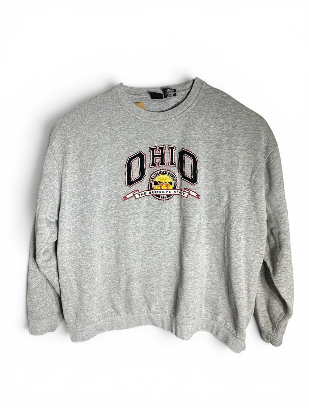 State of Mind Gray Ohio Crewneck Sweatshirt with Maroon Detail